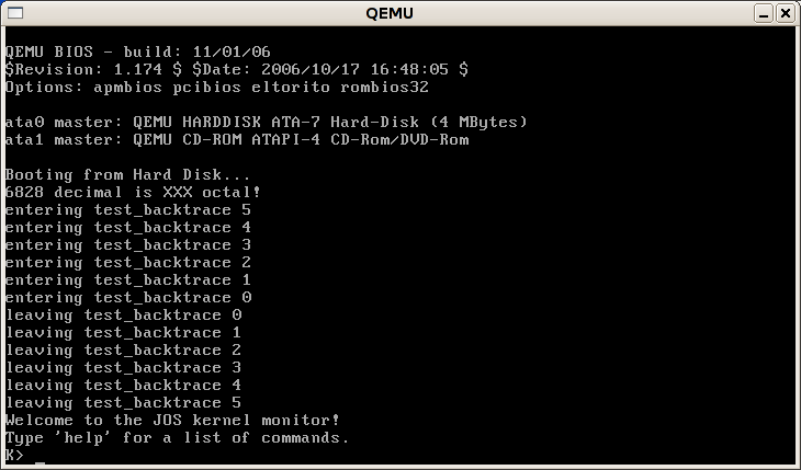 Initial QEMU window